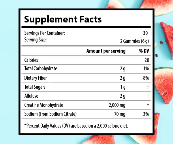 Fluenc Power Chews+ Creatine Gummies | Brain Energy & Strength Support | 2g Creatine Monohydrate | 60 Gummies